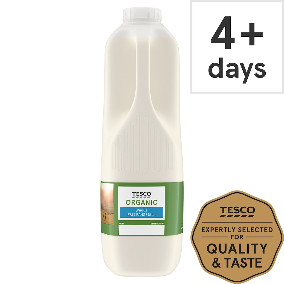 Tesco Organic British Whole Milk 2.272L/4 Pints