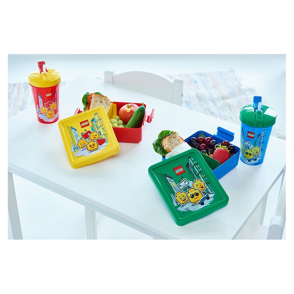 image 1 of LEGO Iconic Boy Blue Transparent Tumbler with Straw 500 ml