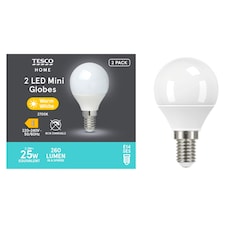 Tesco Led Mini Globe Warm White 25W Small Edisonscrew 2 Pack