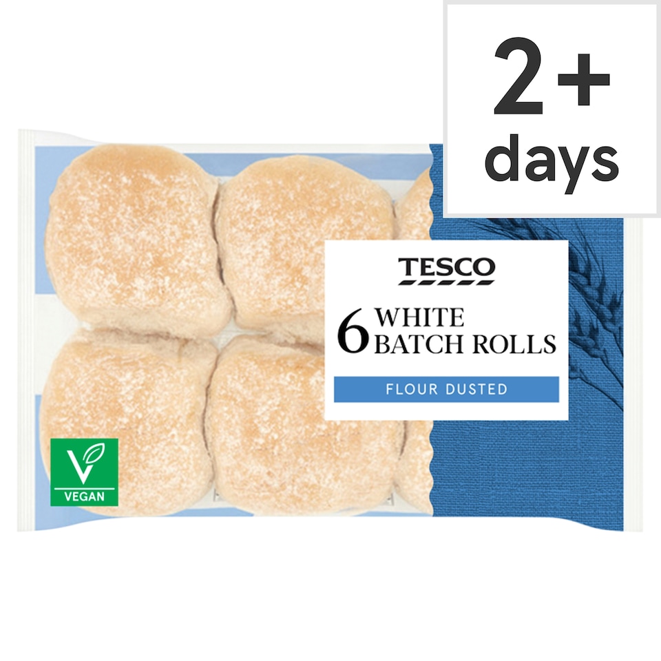 Tesco White Batch Rolls 6 Pack