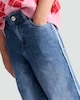 image 2 of F&F Girls Pure Cotton Wide Leg Denim Jeans in Navy