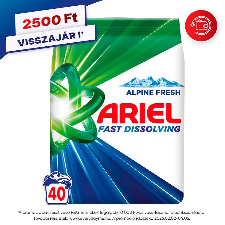 image 1 of Ariel Alpine Fresh Washing Powder Laundry Detergent, 2.2kg, 40 Washes