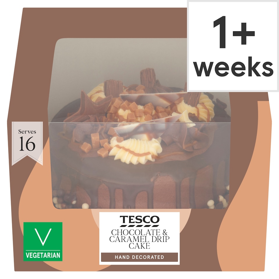 Tesco Chocolate & Salted Caramel Drip Cake Serves 16