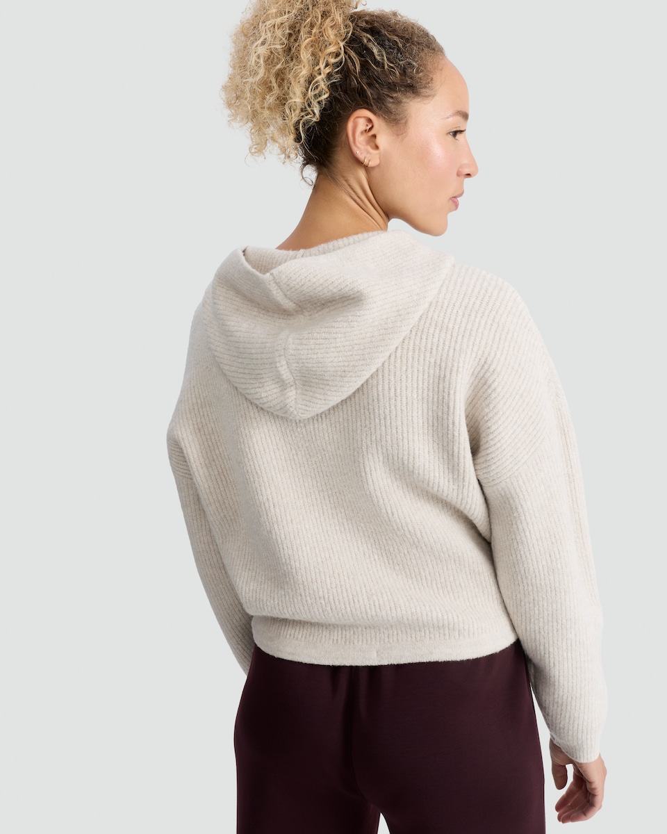 image 1 of F&F Active Knitted Zip Up Hoodie with Wool in Neutral