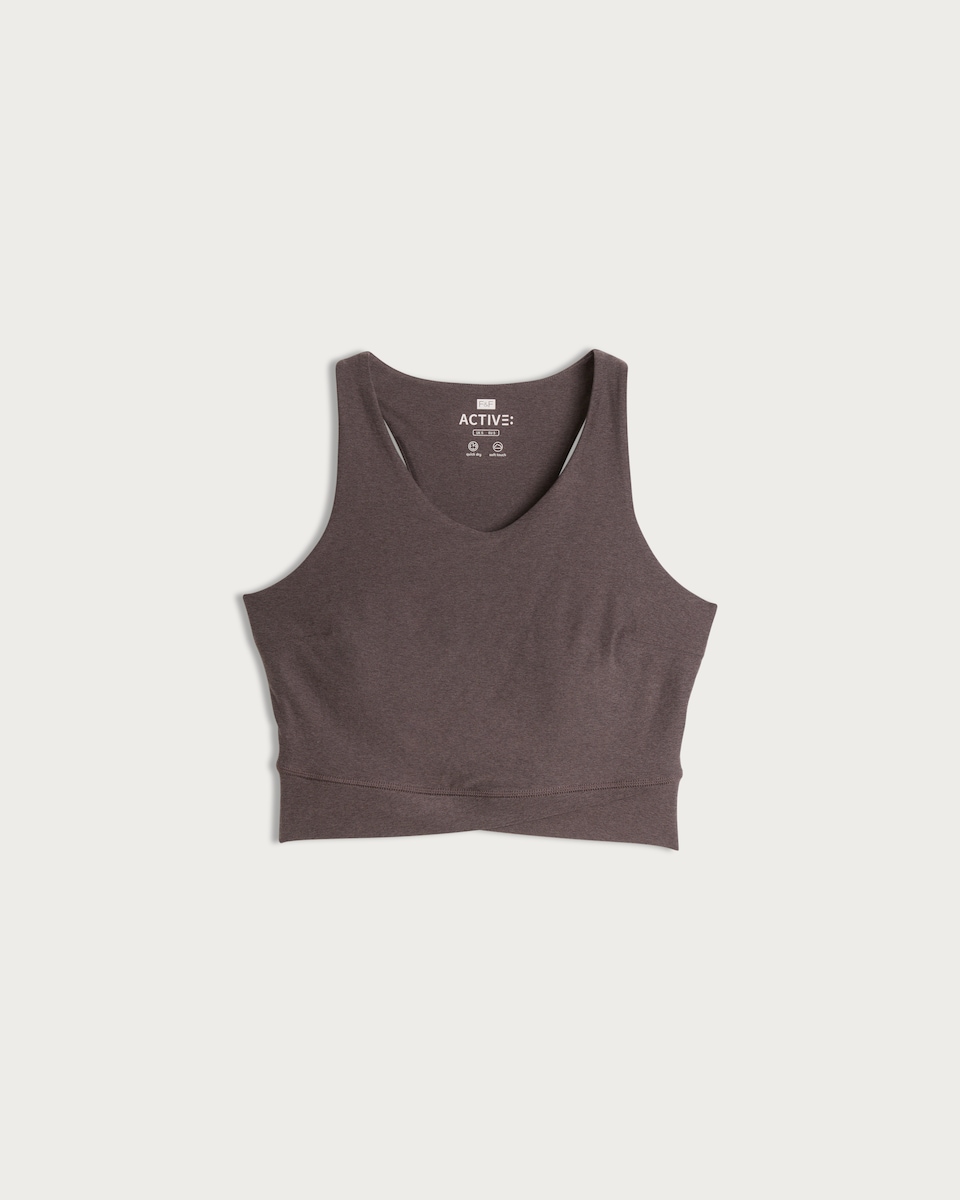 F&F Active Twist Front Yoga Top in Brown