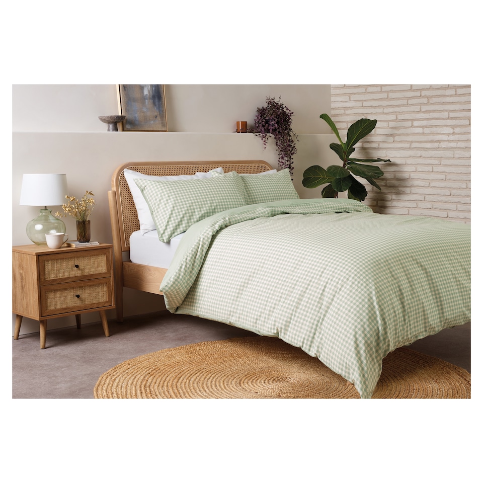 F&F Home Green Gingham Duvet Set King