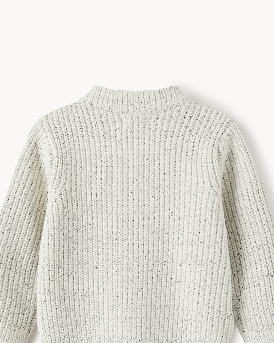 image 1 of F&F Boys Chenille Knitter Quarter Zip Jumper in White