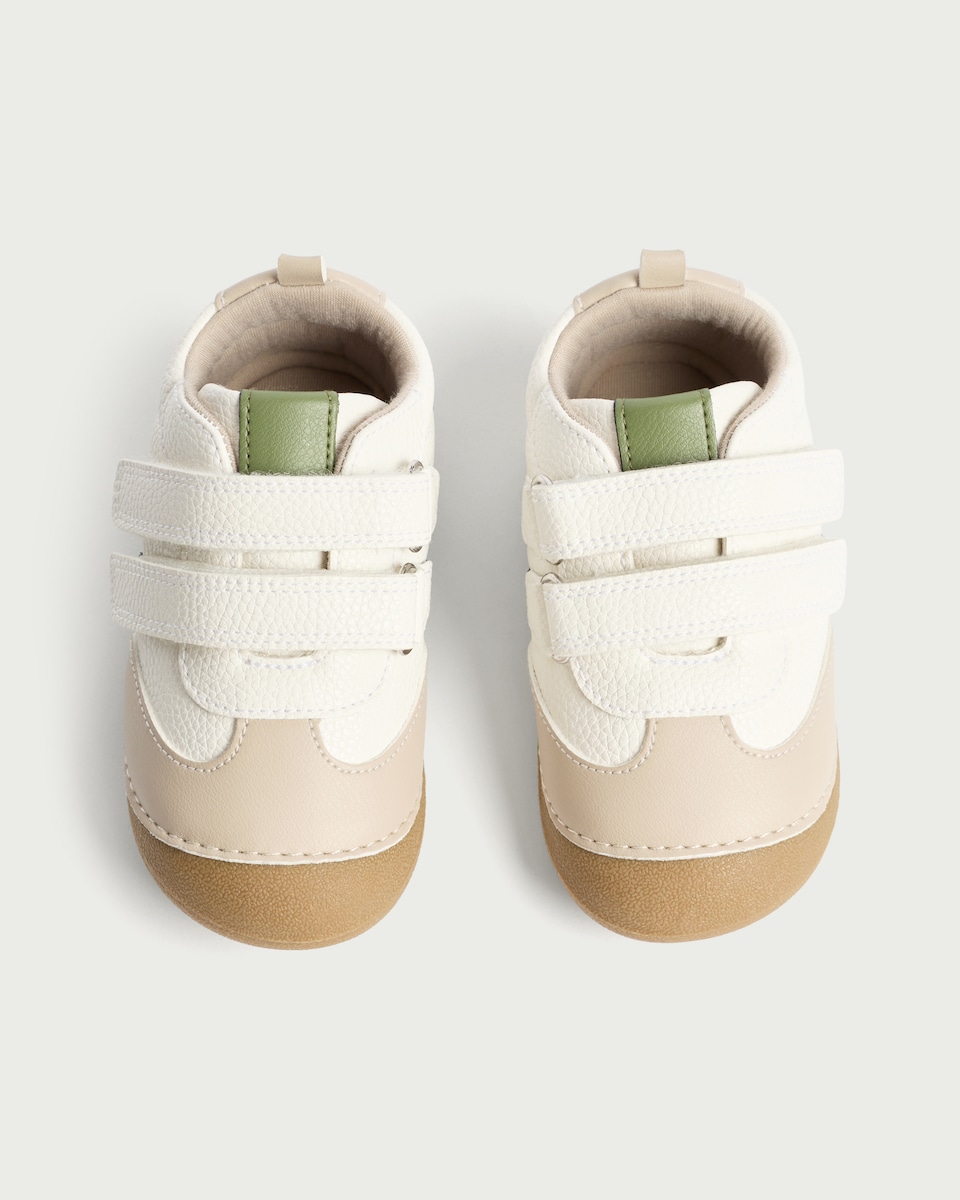 image 1 of F&F Baby Touch Fastening Pre Walker Trainers in White