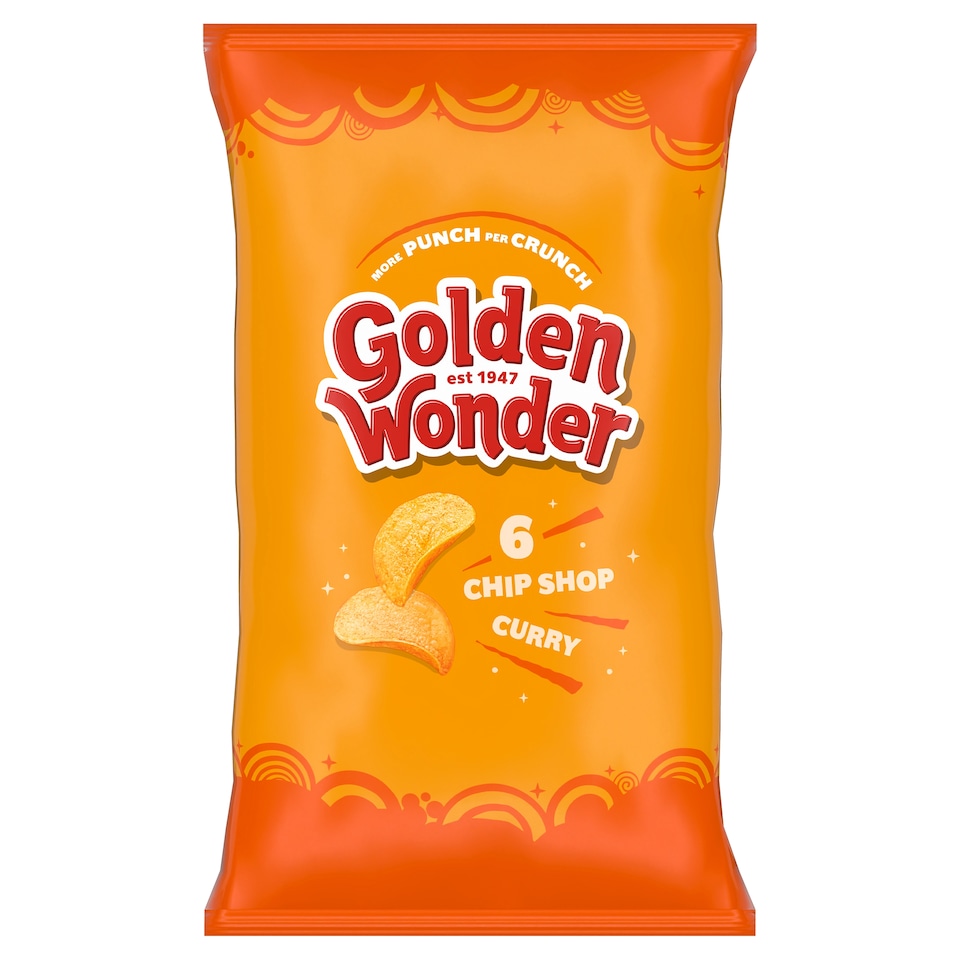 Golden Wonder Chip Shop Curry 6 Pack Crisps 25g