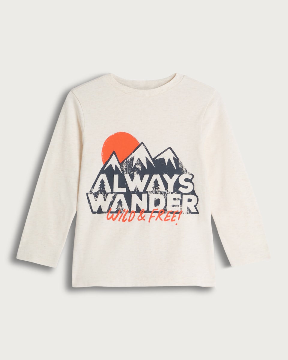 F&F Boys Pure Cotton Always Wander Wild & Free Top in Cream