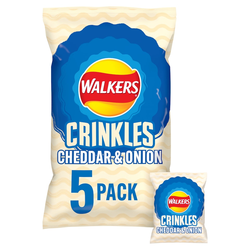image 1 of Walkers Crinkles Cheddar Cheese & Onion Crisps 5 X 23G