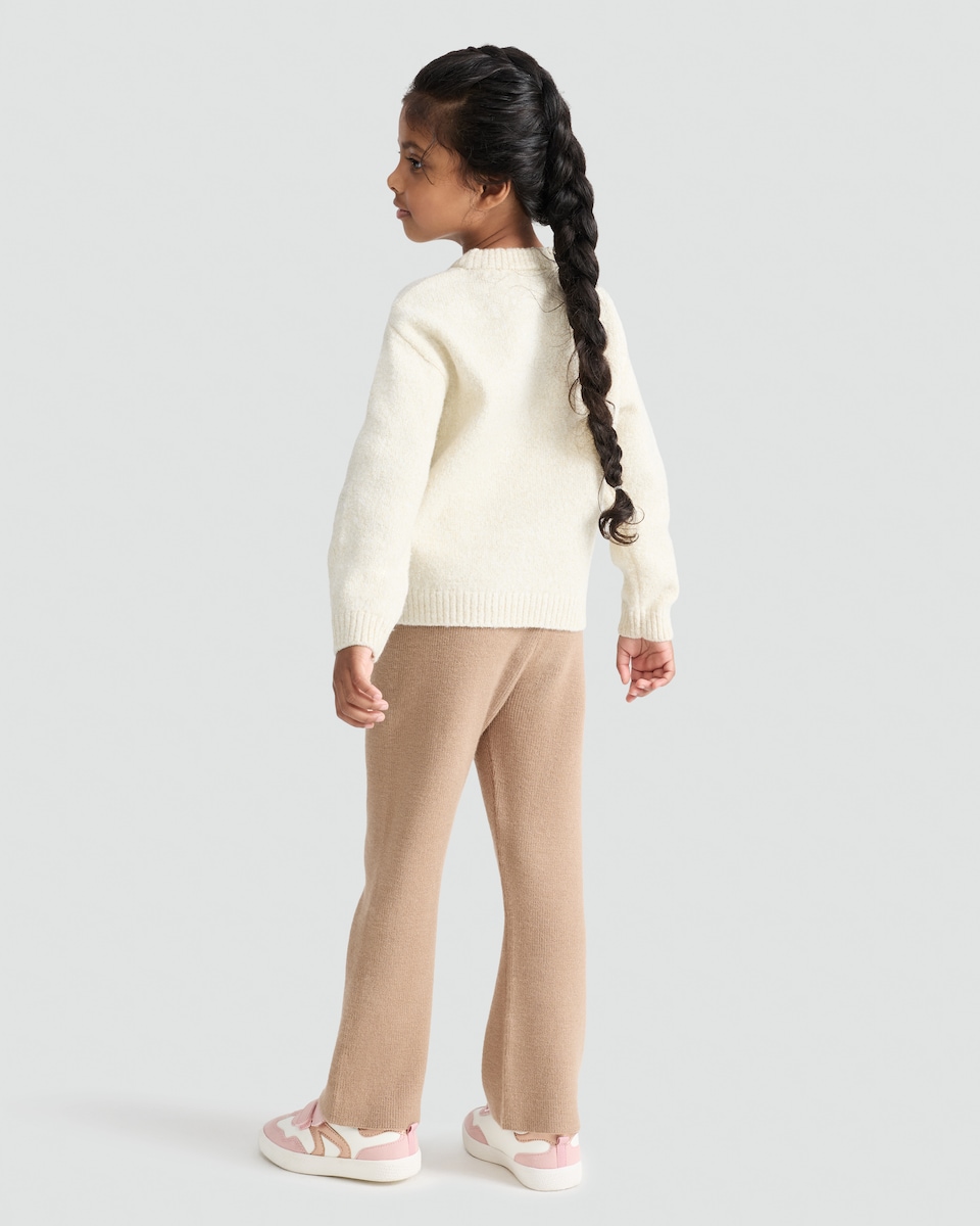 image 1 of F&F Girls Textured Teddy Bear Jumper in Cream