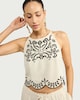image 2 of F&F Embroidered Scallop Hem Sleeveless Co-ord Top with Linen in Cream