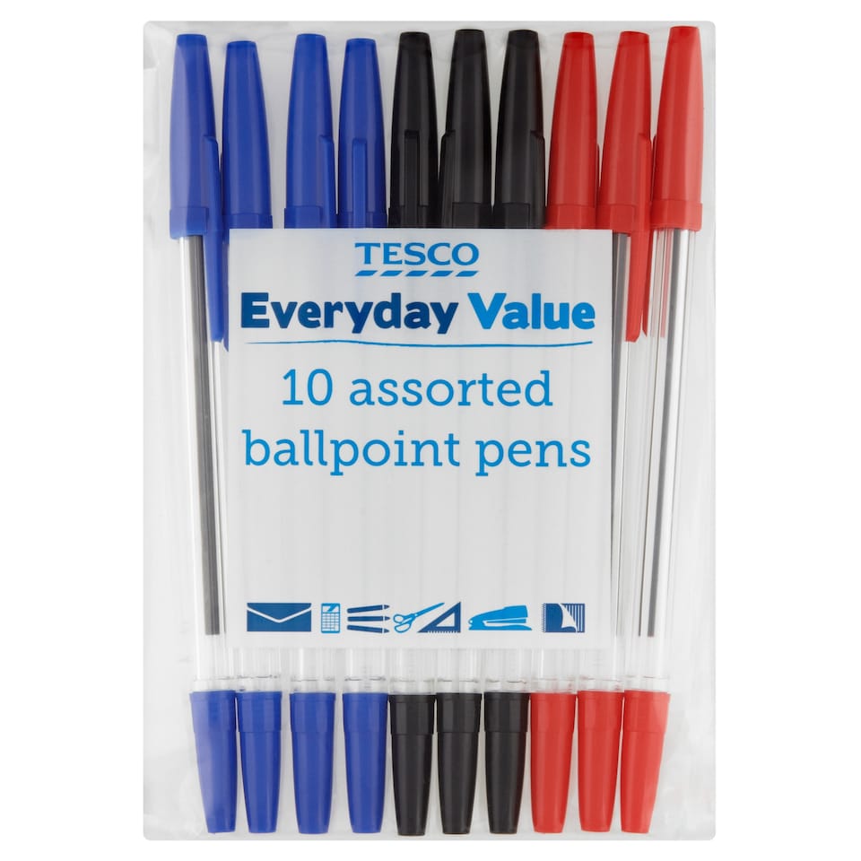 T.Assorted Ballpoint Pens 10 Pack