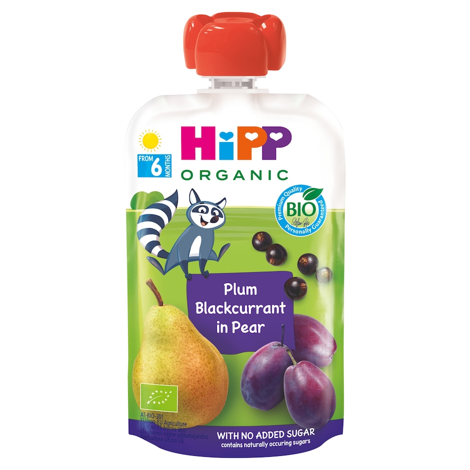 HiPP HiPPiS Organic Plum-Blackcurrant in Pear Fruit Puree 6+ Months 100 g