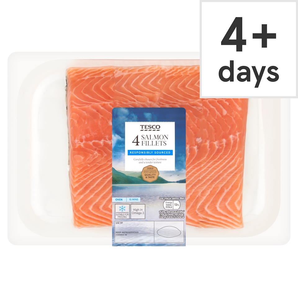 Tesco 4 Salmon Fillets 440G