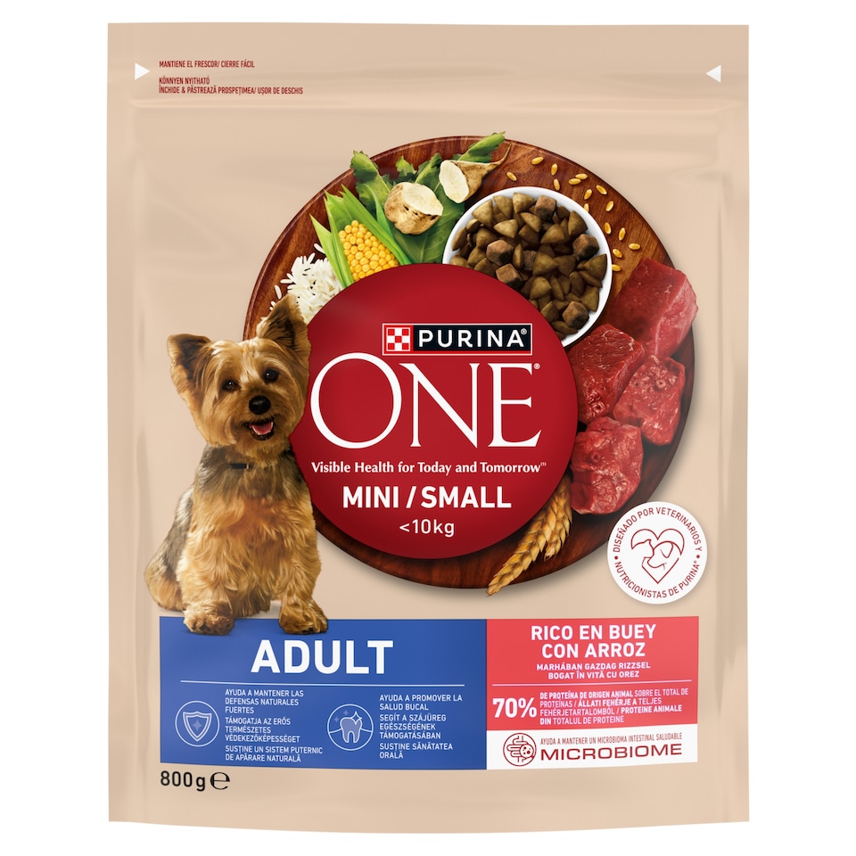 Purina One teljes értékű állateledel felnőtt kutyák számára marhában gazdag rizzsel 800 g