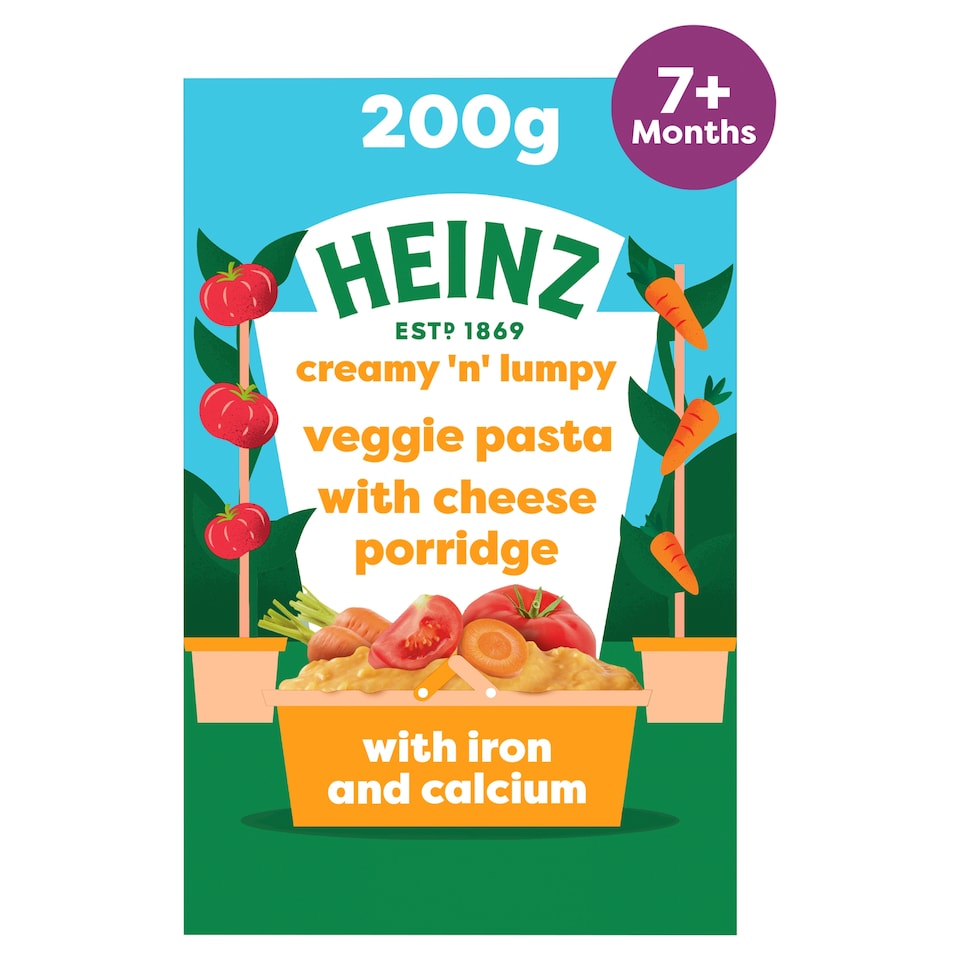 image 1 of Heinz Veggie Pasta with Cheese Baby Food Porridge 7m+ 200g