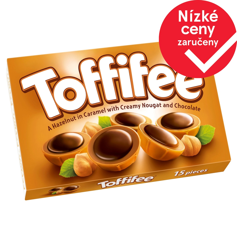 Toffifee Celá jádra lískových ořechů v karamelu s lískoořechovým krémem a čokoládou 125g