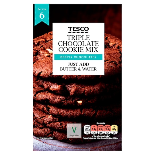 Tesco Triple Chocolate Cookie 285G Tesco Groceries