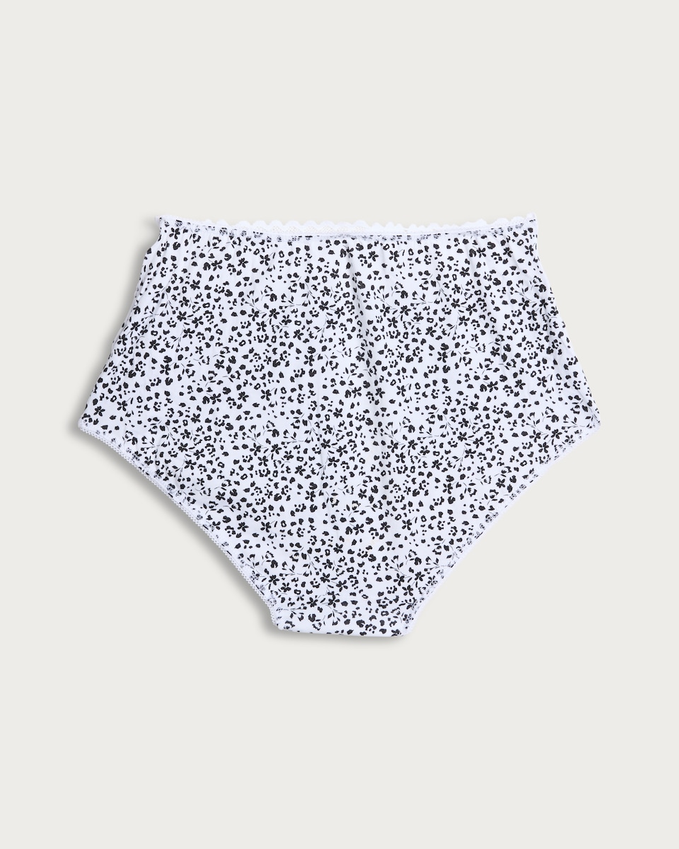 image 1 of F&F 5-Pack Cotton Rich Full Brief Lace Trim Knickers in Black