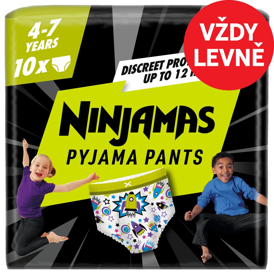 Obrázek 1 pro produkt Ninjamas Absorpční Spodní Kalhotky na Noc,10 Absorpční Spodní Kalhotky na Noc, 7 Let
