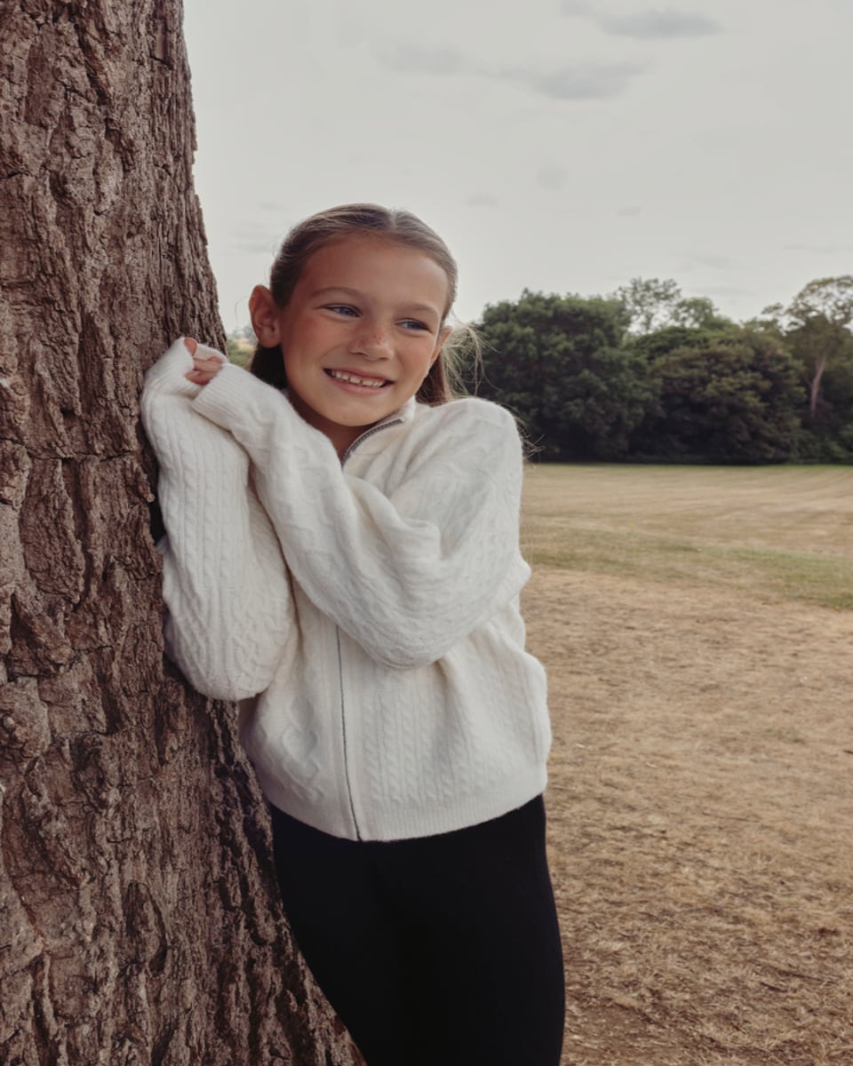 image 1 of F&F x Samantha Faiers Cable Knit Zip Jacket in Cream