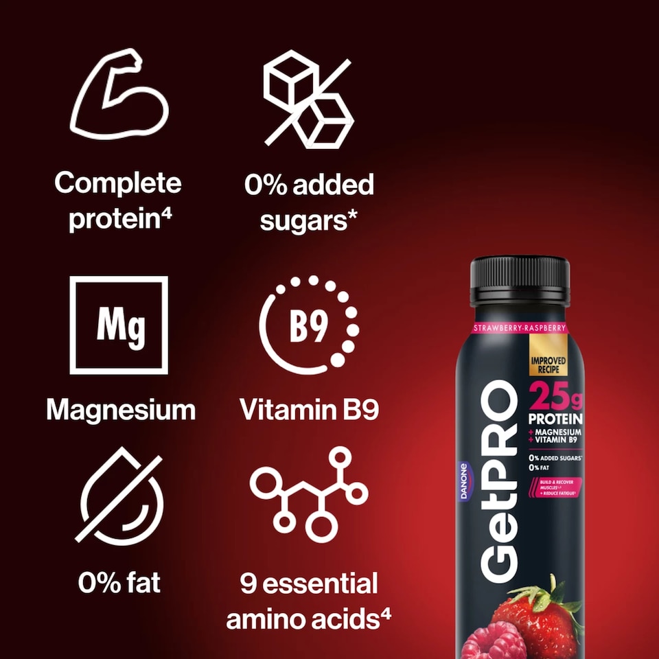 image 1 of GetPro 25g Strawberry High Protein Yoghurt Drink 300g