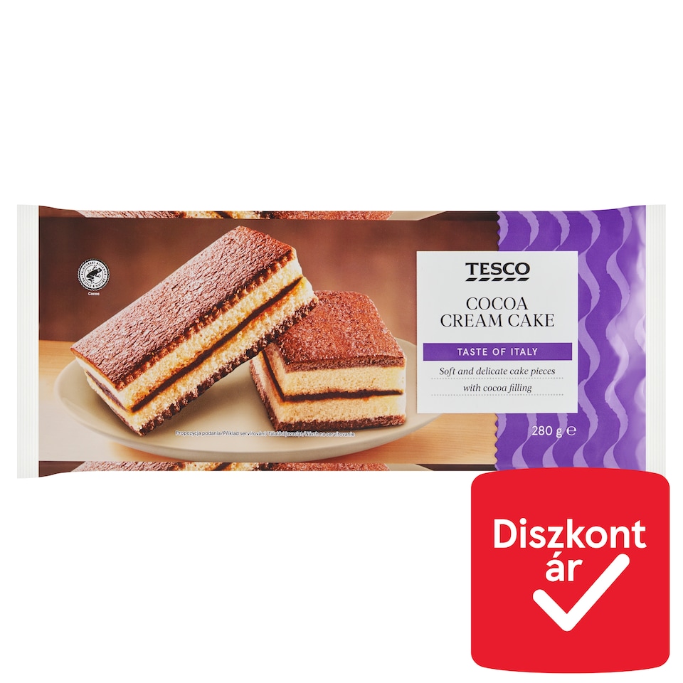 Tesco piskótaszelet kakaós töltelékkel 10 x 28 g (280 g)