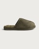 image 1 of F&F Faux Suede Borg Lined Mule Slippers in Khaki