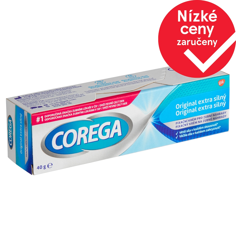 Obrázek 1 pro produkt Corega Fixační krém Original extra silný pro pevnou fixaci zubní náhrady, 40g