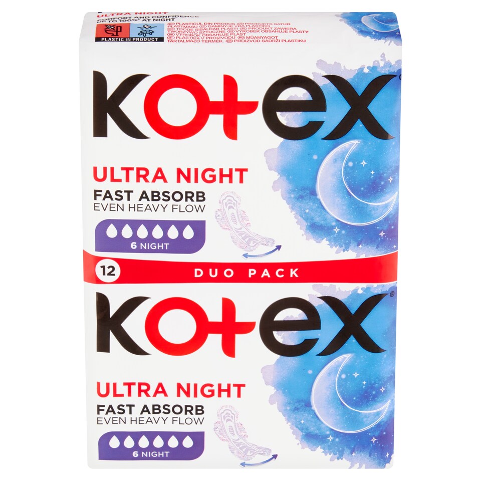 image 1 of Kotex Ultra Night Duo Pack dámské hygienické vložky 12 ks