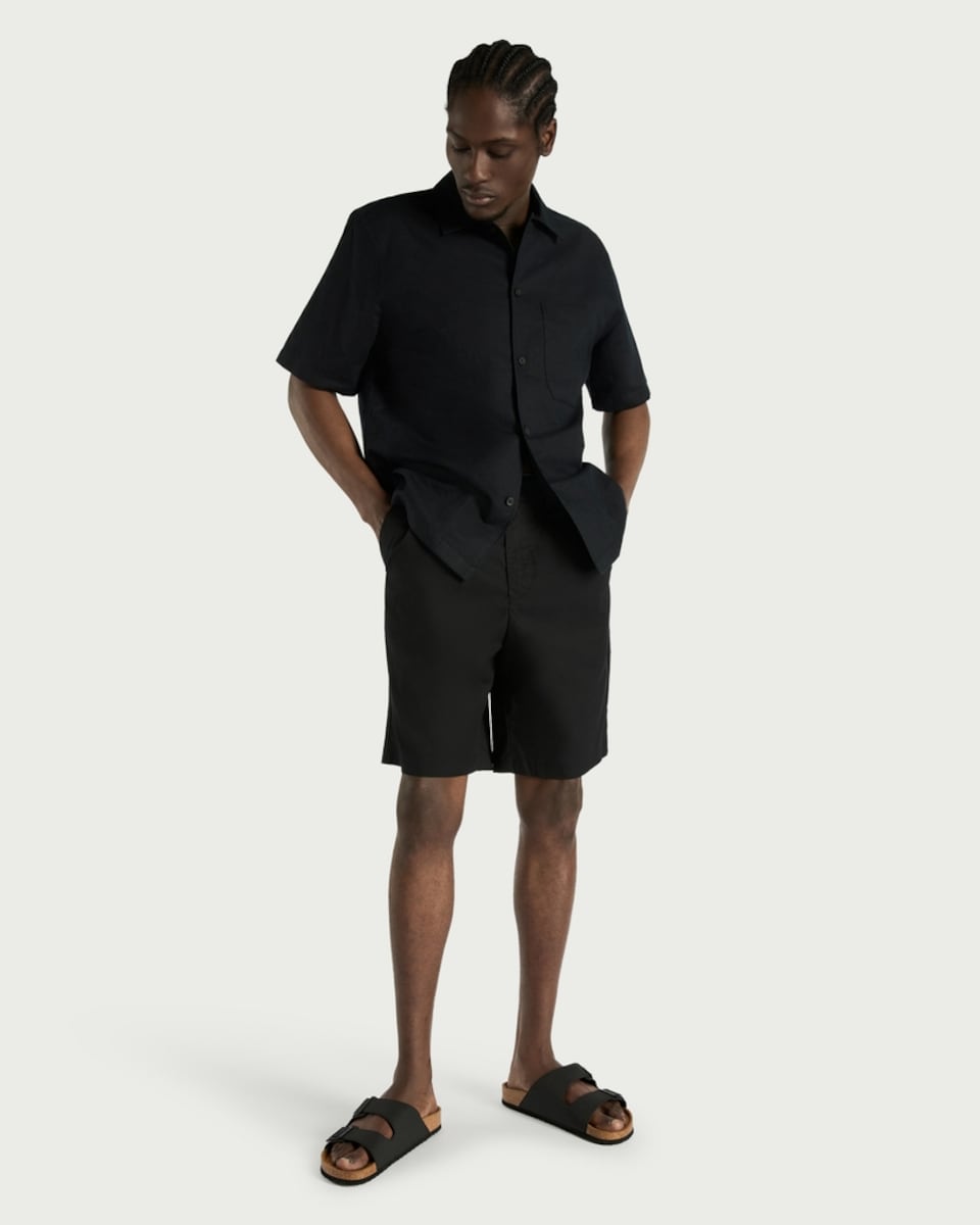 image 1 of The F&F Edit Cotton Rich Pleated Shorts in Black