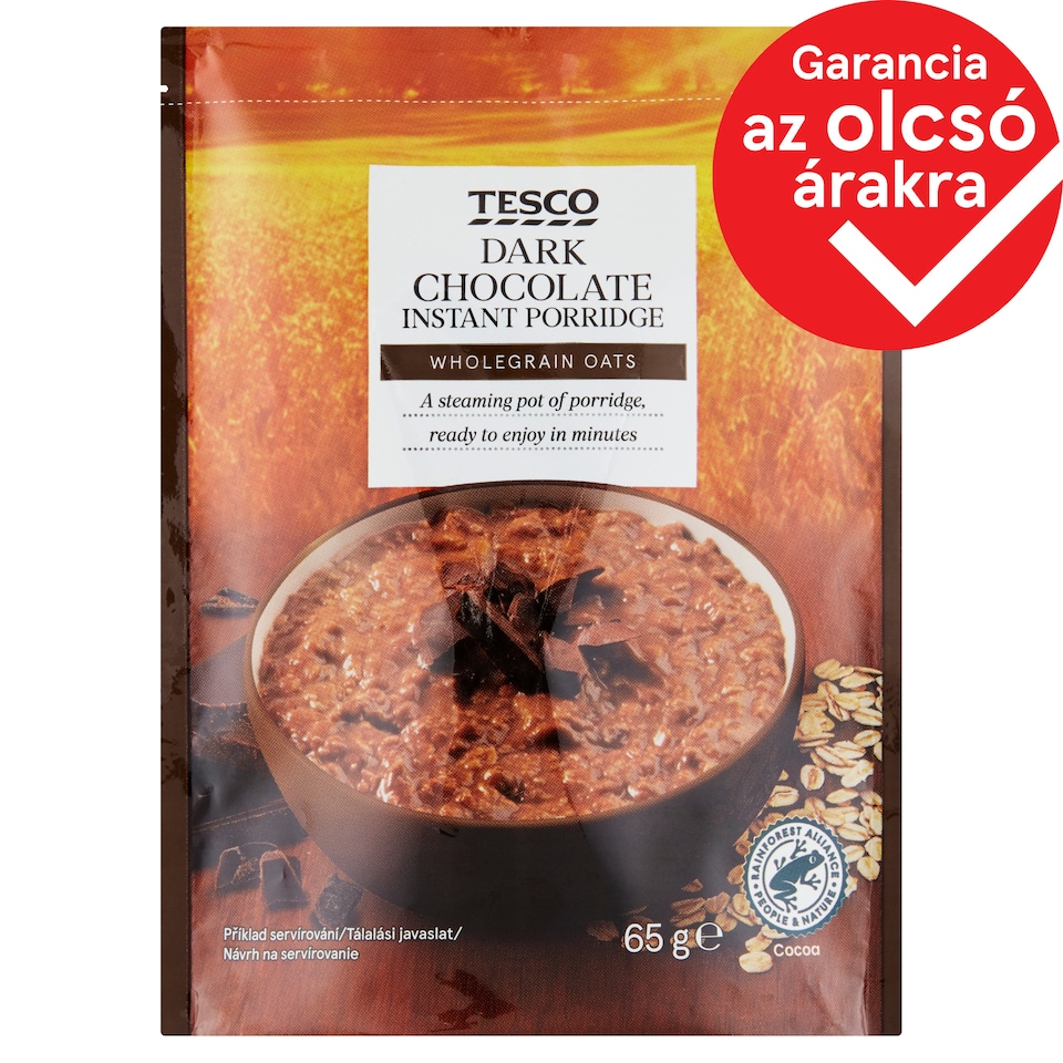 Tesco Dark Chocolate Instant Porridge Wholegrain Oats 65 g