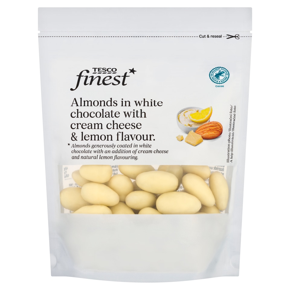 Tesco Finest Almonds in white chocolate with cream cheese & lemon flavour 150g