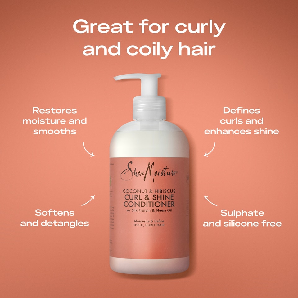 image 1 of SheaMoisture Curl & Shine Conditioner - Coconut & Hibiscus 384ml