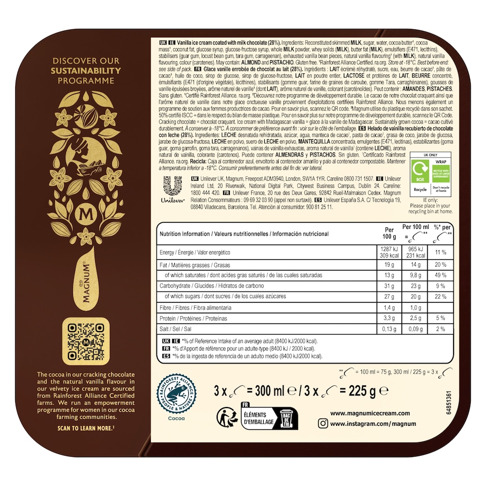 image 1 of Magnum Classic Ice Cream Sticks 3x100ml