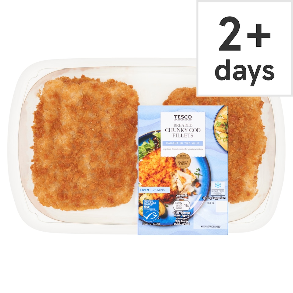 Tesco 2 Breaded Chunky Cod 350G