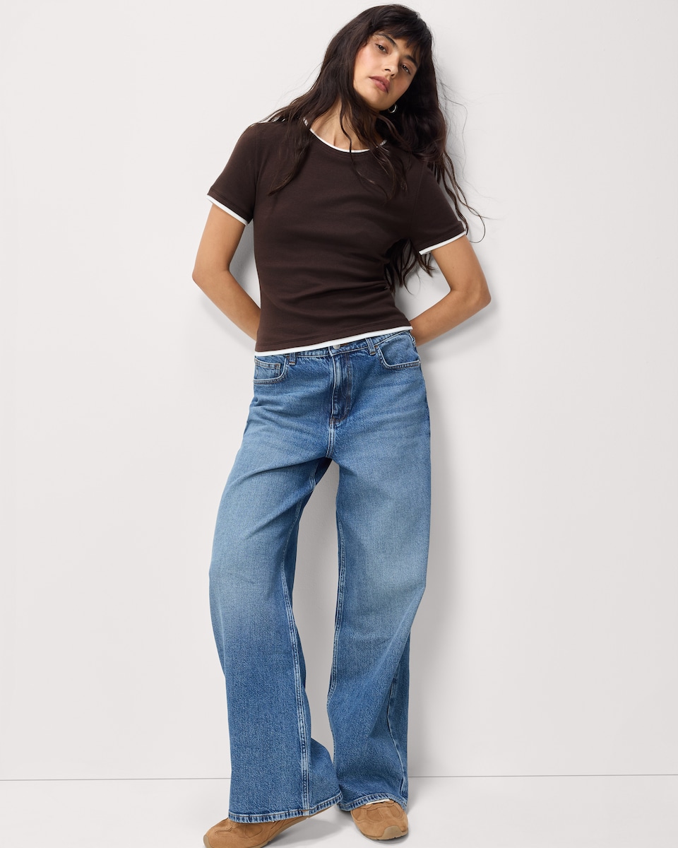 image 1 of F&F Cotton Rich 2 In 1 T-Shirt in Brown