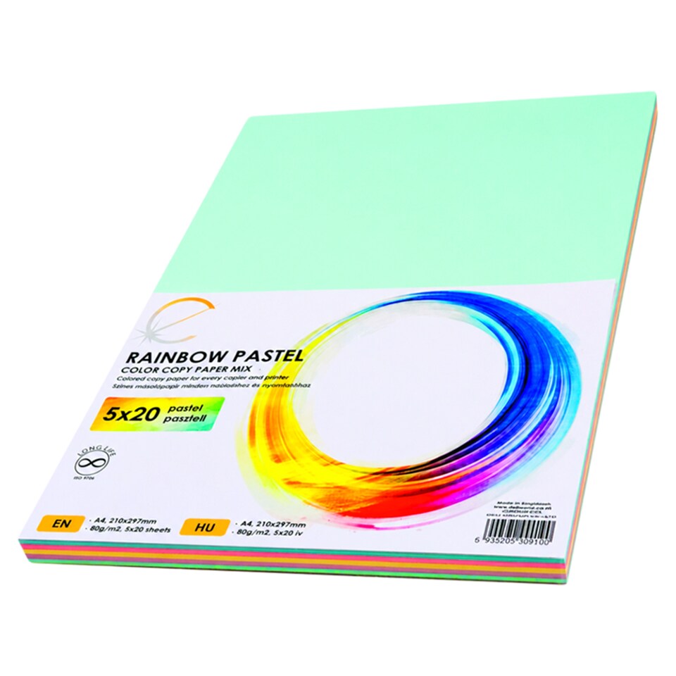 Rainbow Pastel Colored Papers 5 x 20 Sheets