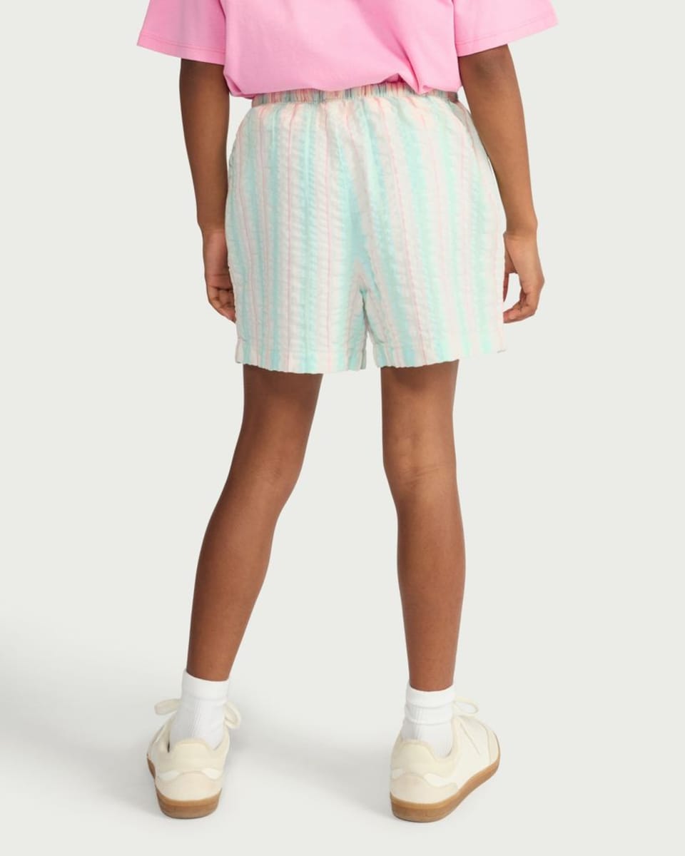 image 1 of F&F Girls Pure Cotton Striped Shorts in Green