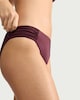 image 1 of F&F High Shine Ruched Side High Leg Bikini Bottoms in Burgundy