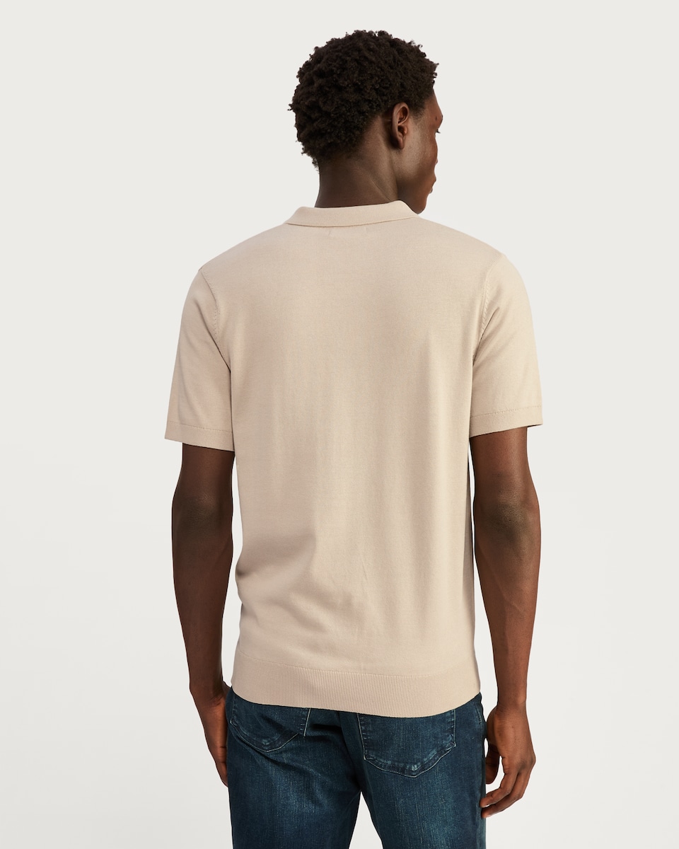 image 1 of F&F Pure Cotton Fine Knit Polo Shirt in Med Nude
