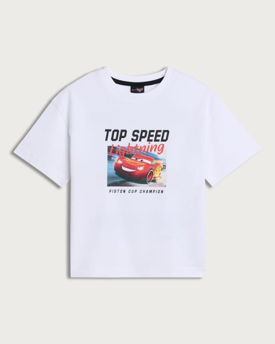 image 1 of Disney Lightning McQueen Pure Cotton T-Shirt in White