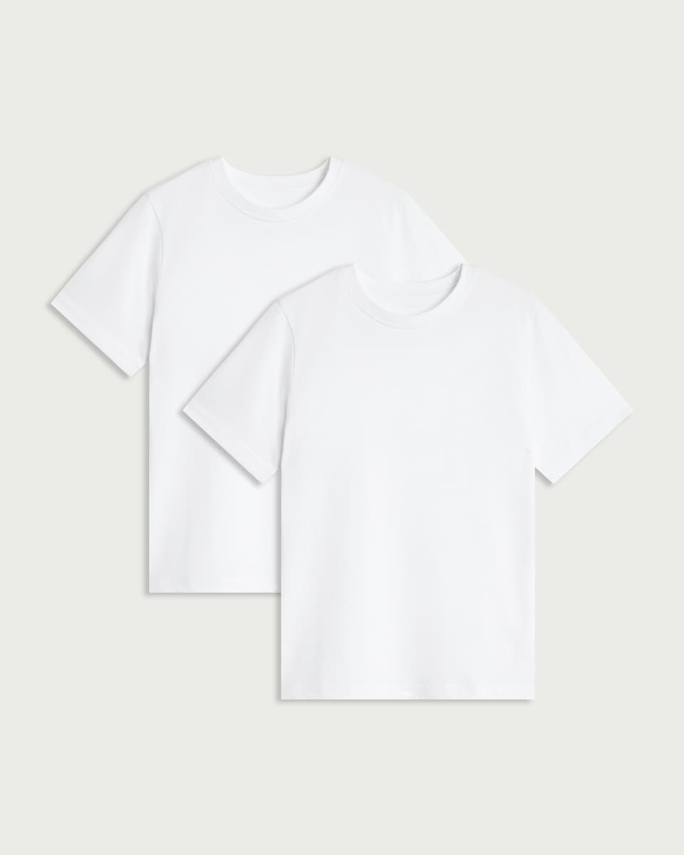 image 1 of F&F School Unisex 2-Pack Pure Cotton T-Shirts in White