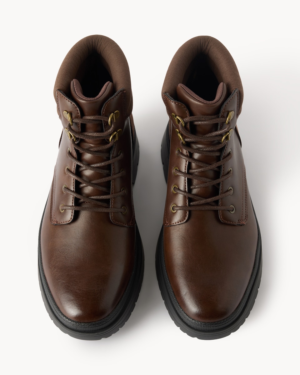 image 1 of F&F Lace Up Ankle Boots in Brown