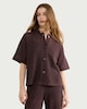 image 2 of F&F Textured Knitted Button Up Co-ord Shirt in Brown