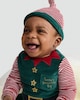 image 3 of F&F Baby 3-Piece Velour Santa's Favourite Elf Outfit in Green
