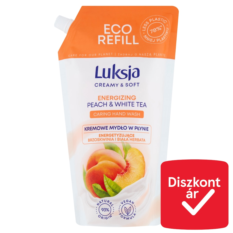 Luksja Creamy & Soft energizáló folyékony szappan utántöltő barackkal és fehér teával 900 ml  1. kép