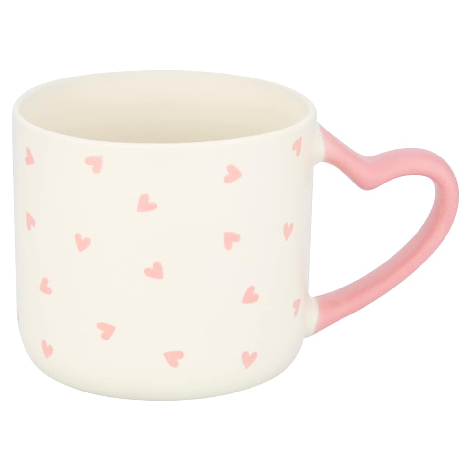 image 1 of F&F Home Valentines Heart Handle Embossed Mug Assorted